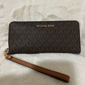 Michael Kors Dark Brown Logo Wristlet